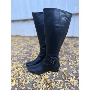Karl‎ Lagerfeld Paris Leather Boots 6.5 M Low Heel Mod 60s Style